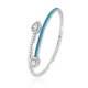 0.75 Ctw Diamonds Blue Enamel Bracelet, Sterling Silver