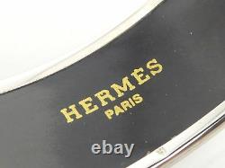 100% Authentic Hermes Cloisonne Bangle Bracelet Enamel Blue Silver A1723