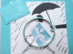 100% Genuine Tiffany & Co Blue Enamel X Signature bangle sterling silver