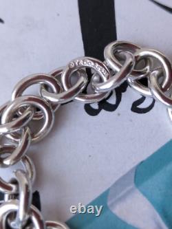 100% Genuine Tiffany & Co Blue Enamel charm Donut Link bracelet -sterling silver