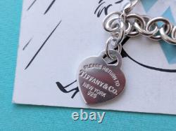 100% Genuine Tiffany & Co Blue Enamel charm Donut Link bracelet -sterling silver