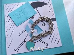 100% Genuine Tiffany & Co bracelet with Blue enamel Rtt Heart Charm ste Silver