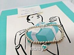 100% Genuine Tiffany & Co mini beads bracelet blue enamel love tag silver