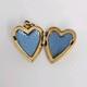 10k Yellow Gold Heart Locket Blue Enamel Engraving Love Gift Bracelet
