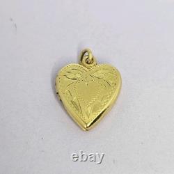 10k Yellow Gold Heart Locket Blue Enamel Engraving Love Gift Bracelet