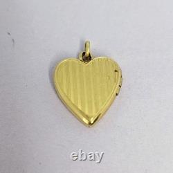 10k Yellow Gold Heart Locket Blue Enamel Engraving Love Gift Bracelet