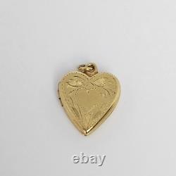 10k Yellow Gold Heart Locket Blue Enamel Engraving Love Gift Bracelet