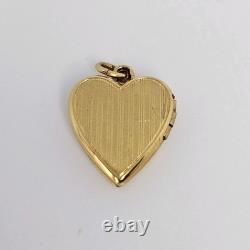 10k Yellow Gold Heart Locket Blue Enamel Engraving Love Gift Bracelet