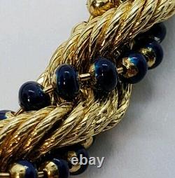 14 K Yellow Gold Bracelet With Blue Enamel
