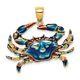 14k Blue Enamel Crab Charm Bracelet Necklace