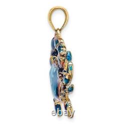 14K Blue Enamel Crab Charm Bracelet Necklace