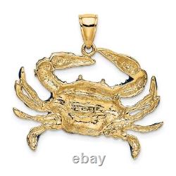 14K Blue Enamel Crab Charm Bracelet Necklace