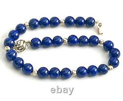 14K Gold FIC Bracelet Royal Navy Blue Enamel Beads 10gr 7.75 14ct Yellow Gold