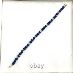 14K Gold FIC Bracelet Royal Navy Blue Enamel Beads 10gr 7.75 14ct Yellow Gold