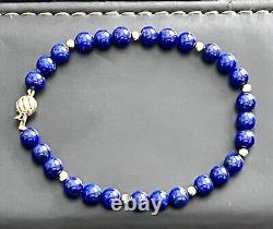 14K Gold FIC Bracelet Royal Navy Blue Enamel Beads 10gr 7.75 14ct Yellow Gold