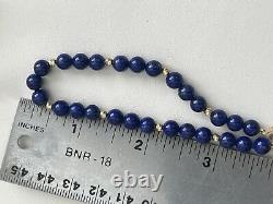 14K Gold FIC Bracelet Royal Navy Blue Enamel Beads 10gr 7.75 14ct Yellow Gold