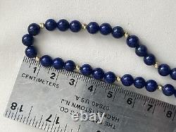 14K Gold FIC Bracelet Royal Navy Blue Enamel Beads 10gr 7.75 14ct Yellow Gold