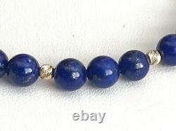 14K Gold FIC Bracelet Royal Navy Blue Enamel Beads 10gr 7.75 14ct Yellow Gold