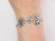14k White Gold Over Blue Turquoise Enamel Butterfly And Floral Bracelet -7 Inch