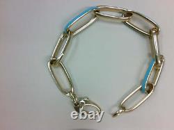 14K Y Gold 7.5 Large Paperclip Link Bracelet with Blue Enamel