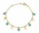 14k Solid Gold Blue Enamel Clover Dangle Bracelet Cable Chain 5.5-6.5