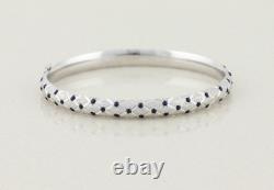 14k White Gold Blue Enamel Textured Bracelet Bangle 6 3/4 inch