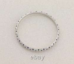 14k White Gold Blue Enamel Textured Bracelet Bangle 6 3/4 inch