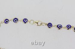 14k Yellow Gold Blue Enamel Evil eye Bracelet 7 (9621458-3)