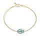 14k Yellow Gold Blue Enamel Hamsa Double Chain Bracelet New