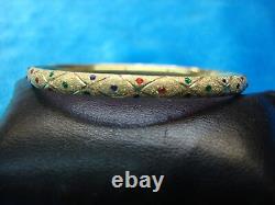 14k Yellow Gold With Red, Blue & Green Enamel Hinged Bangle Bracelet! 7 Nice