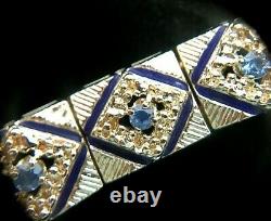 14k Yellow Gold with Blue Sapphires and Enamel Bracelet 25.3 dwt / 39.35 grams