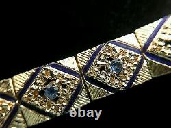 14k Yellow Gold with Blue Sapphires and Enamel Bracelet 25.3 dwt / 39.35 grams