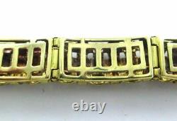 14kt Solid Yellow Gold Blue Enamel Basket Weave Bracelet 014163007