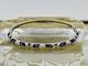 18k Hidalgo Solid White Gold Diamond Flowers Blue Enamel Bangle Bracelet