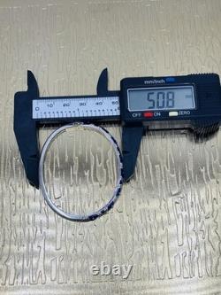 18K HIDALGO Solid White Gold Diamond Flowers Blue Enamel Bangle Bracelet