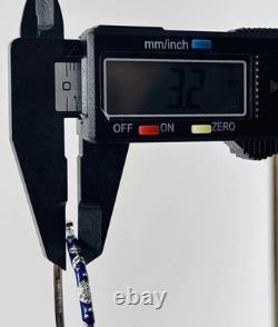 18K HIDALGO Solid White Gold Diamond Flowers Blue Enamel Bangle Bracelet