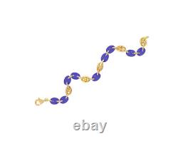 18K Yellow Gold Natural Diamond & Navy Blue Enamel Bracelet
