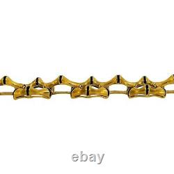 18k Yellow Gold and Blue Enamel 47g UnoAErre Bamboo Link Bracelet Italy 7.25