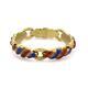 18kt Yellow Gold Fancy Swirl Shell Link Design Red & Blue Enamel Bracelet