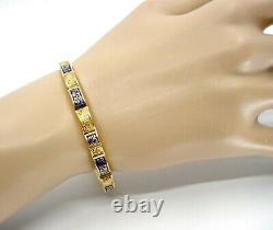 1930's Vibrant Blue Enamel 19.2k Gold Bangle Bracelet-Portuguese