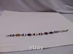 1940s STERLING SILVER ENAMEL NAUTICAL FLAG WWII SPELLS SWEETHEART BRACELET 7