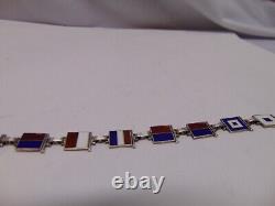 1940s STERLING SILVER ENAMEL NAUTICAL FLAG WWII SPELLS SWEETHEART BRACELET 7