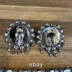 1950's LERU Blue Moon Glow Borealis Enamel Necklace Earrings Bracelet Set Parure