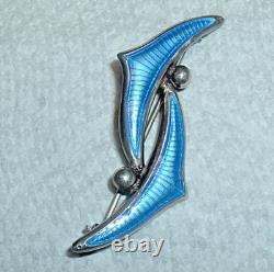 1950s STERLING 925S Blue GUILLOCHE Enamel Necklace Bracelet Earrings Brooch SET