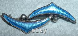 1950s STERLING 925S Blue GUILLOCHE Enamel Necklace Bracelet Earrings Brooch SET