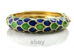 1960s Tiffany & Co Blue Green Enamel Bangle Bracelet