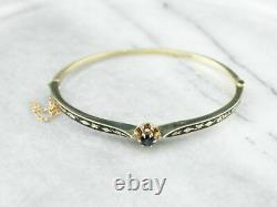 1CT Round Cut Blue Sapphire Enamel Women's Bracelet 7.25 14K Yellow Gold Over