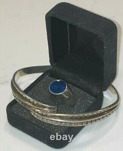 2 Pieces David Andersen Norway Sterling Silver Saga Viking Bracelet Blue Ring