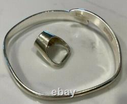 2 Pieces David Andersen Norway Sterling Silver Saga Viking Bracelet Blue Ring