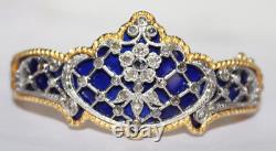 3.90ct Rose Cut Diamond 925 Silver Blue Enamel Wedding Bracelet